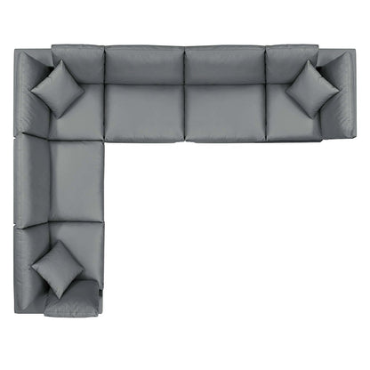 Commix 6-Piece Down Filled Overstuffed Vegan Leather Sectional Sofa