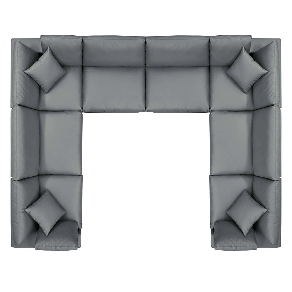Commix 8-Piece Down Filled Overstuffed Vegan Leather Sectional Sofa