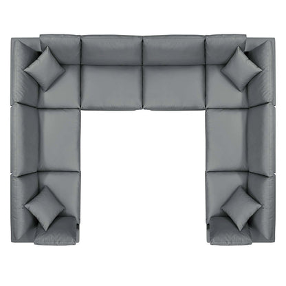 Commix 8-Piece Down Filled Overstuffed Vegan Leather Sectional Sofa