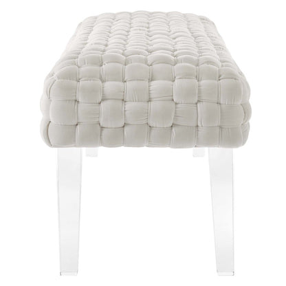 Prologue Woven Performance Velvet Ottoman