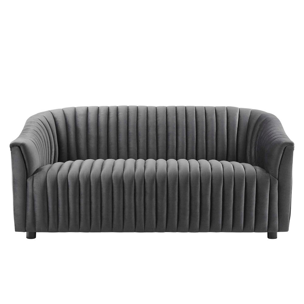 Announce Performance Velvet Channel Tufted Loveseat