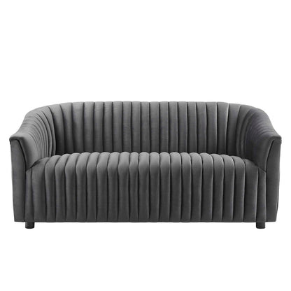 Announce Performance Velvet Channel Tufted Loveseat