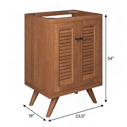 Teak Wood Bathroom Vanity Cabinet with Storage Doors, Sink Cabinet, Natural