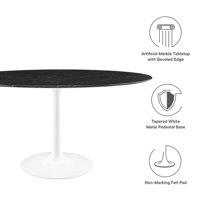 Lippa 60" Round Faux Marble Dining Table