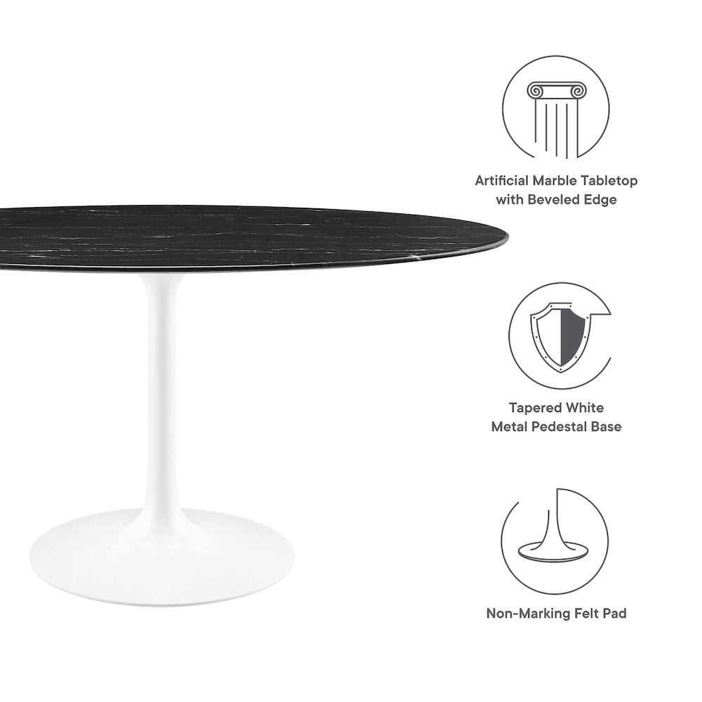 Lippa 60" Oval Faux Marble Dining Table