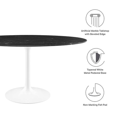 Lippa 60" Oval Faux Marble Dining Table