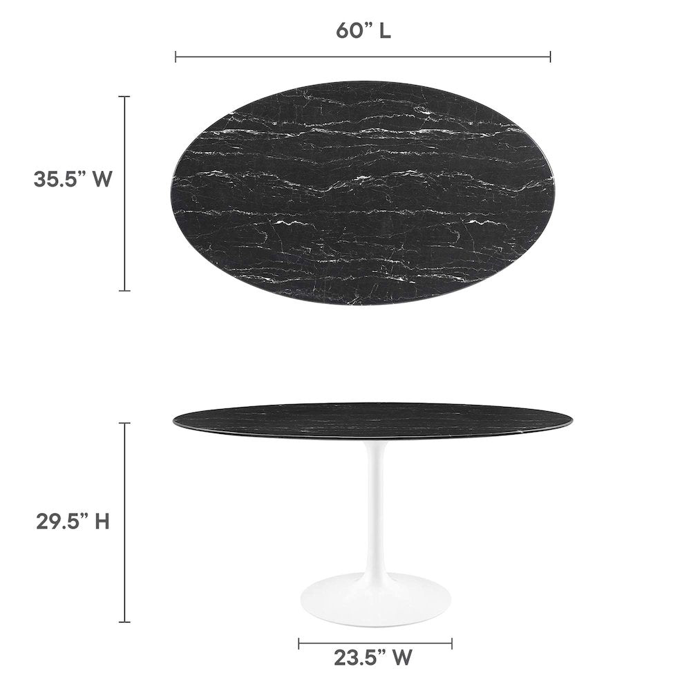 Lippa 60" Oval Faux Marble Dining Table