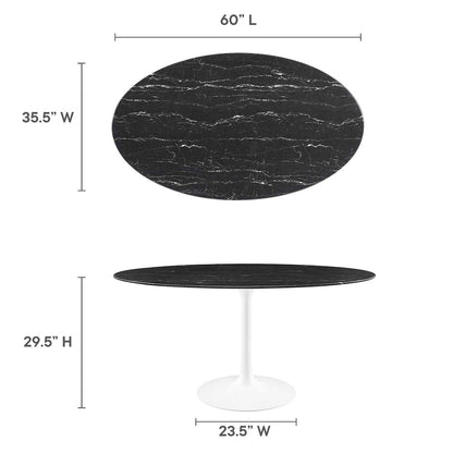 Lippa 60" Oval Faux Marble Dining Table