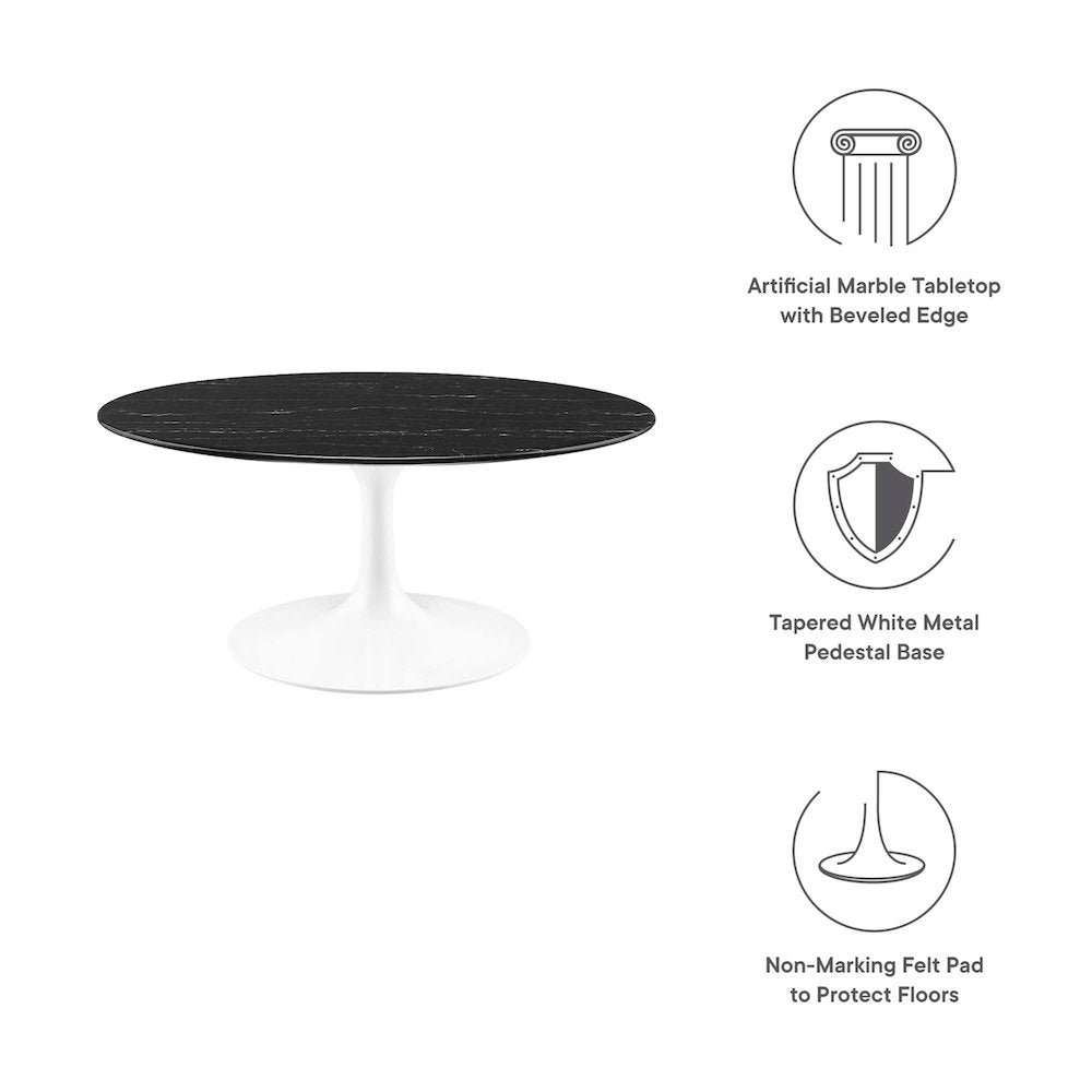 Lippa 36" Round Faux Marble Coffee Table