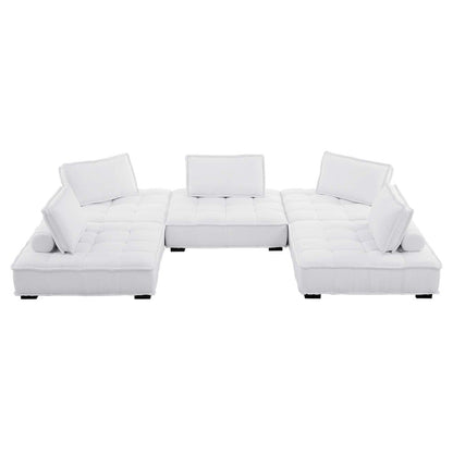 Saunter 5-Piece Tufted Fabric Fabric Sectional Sofa