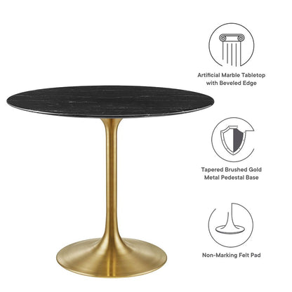 Lippa 36" Round Faux Marble Dining Table