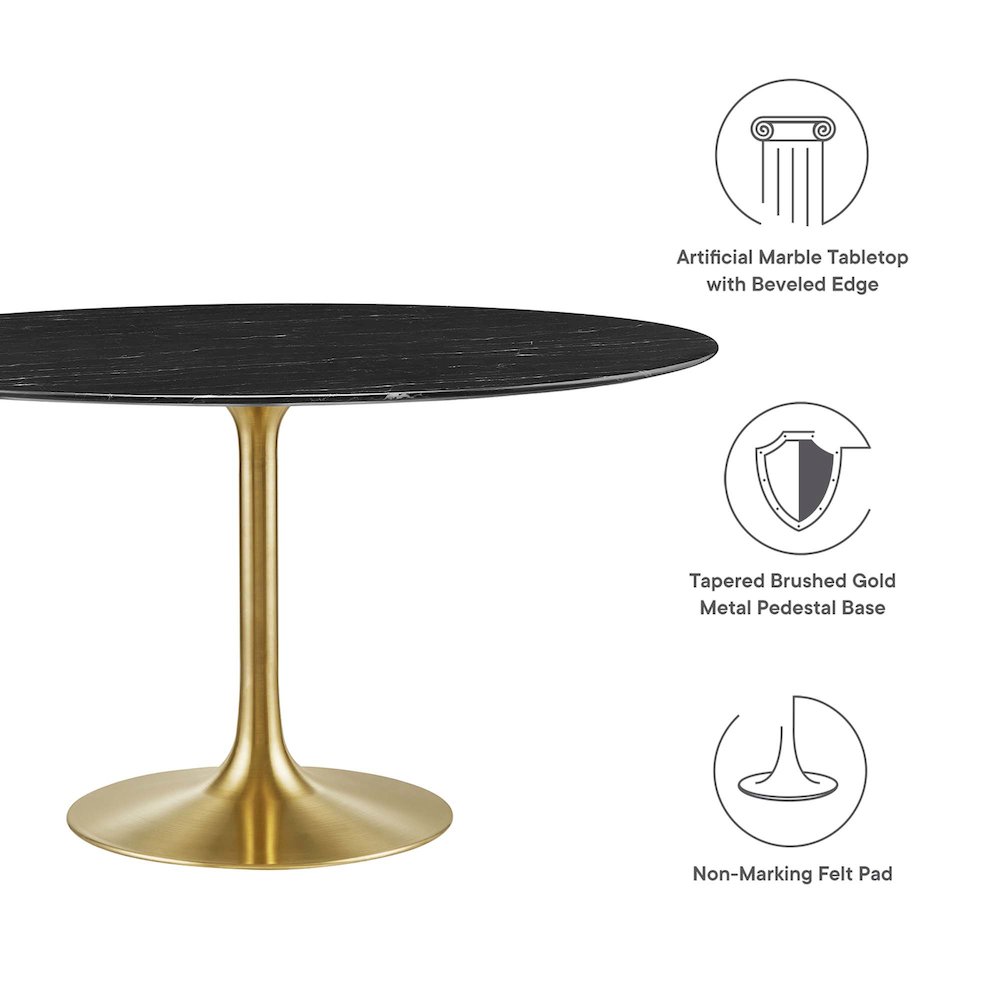 Lippa 54" Round Faux Marble Dining Table
