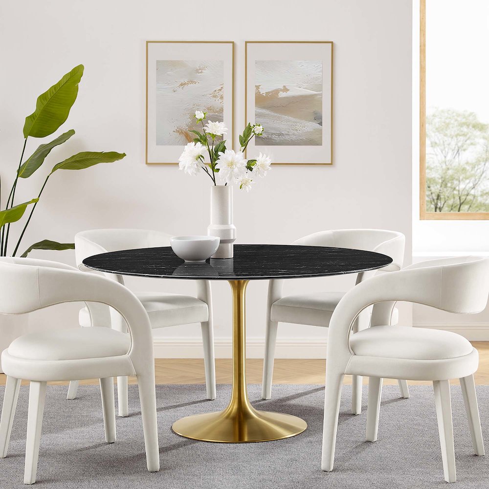 Lippa 54" Round Faux Marble Dining Table