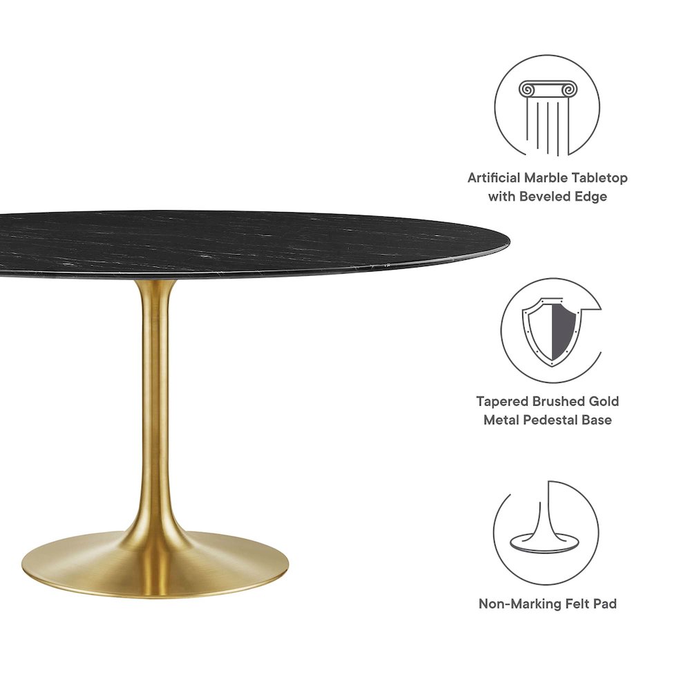 Lippa 60" Round Faux Marble Dining Table