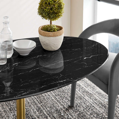 Lippa 54" Oval Faux Marble Dining Table