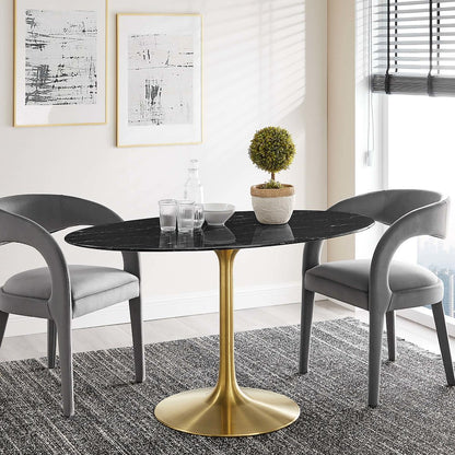 Lippa 54" Oval Faux Marble Dining Table
