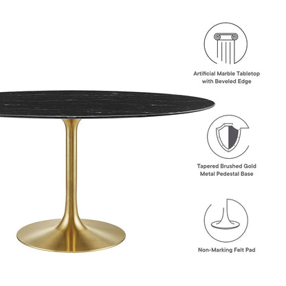 Lippa 60" Oval Faux Marble Dining Table