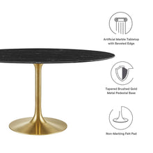 Lippa 60" Oval Faux Marble Dining Table