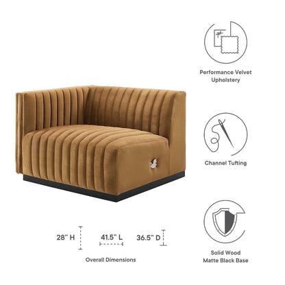 Conjure Channel Tufted Performance Velvet Left-Arm Chair
