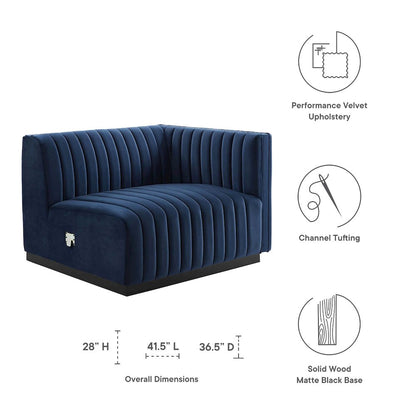 Conjure Channel Tufted Performance Velvet Right-Arm Chair
