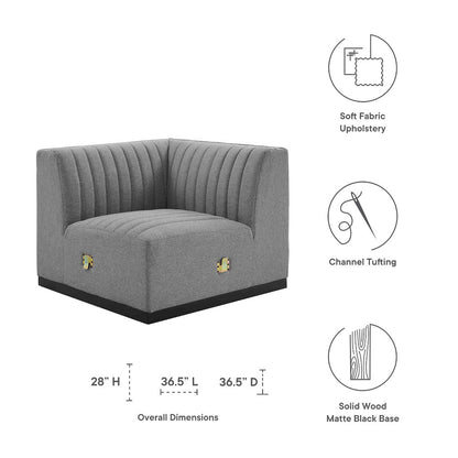 Conjure Channel Tufted Upholstered Fabric Left Corner Chair