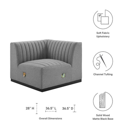 Conjure Channel Tufted Upholstered Fabric Right Corner Chair