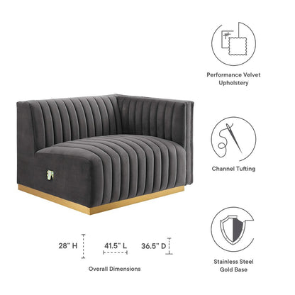 Conjure Channel Tufted Performance Velvet Right-Arm Chair