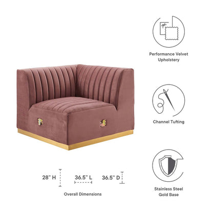 Conjure Channel Tufted Performance Velvet Left Corner Chair