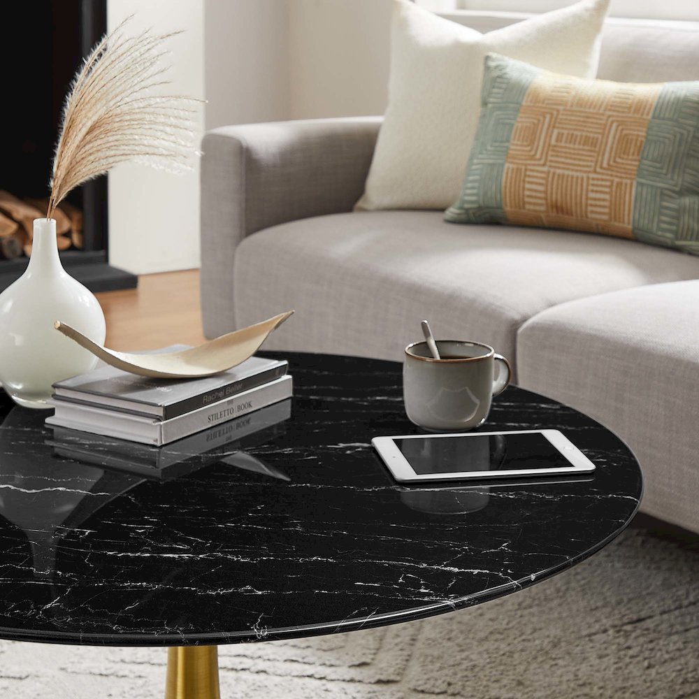 Lippa 36" Round Faux Marble Coffee Table
