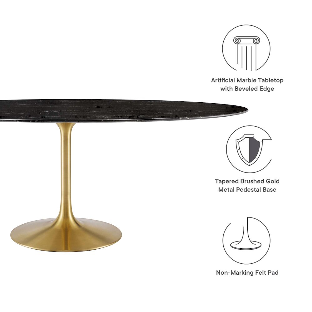 Lippa 78" Oval Faux Marble Dining Table