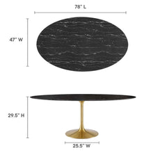 Lippa 78" Oval Faux Marble Dining Table