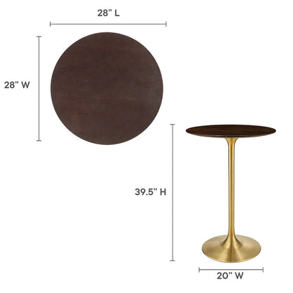 Lippa 28" Round Cherry Walnut Wood Bar Table
