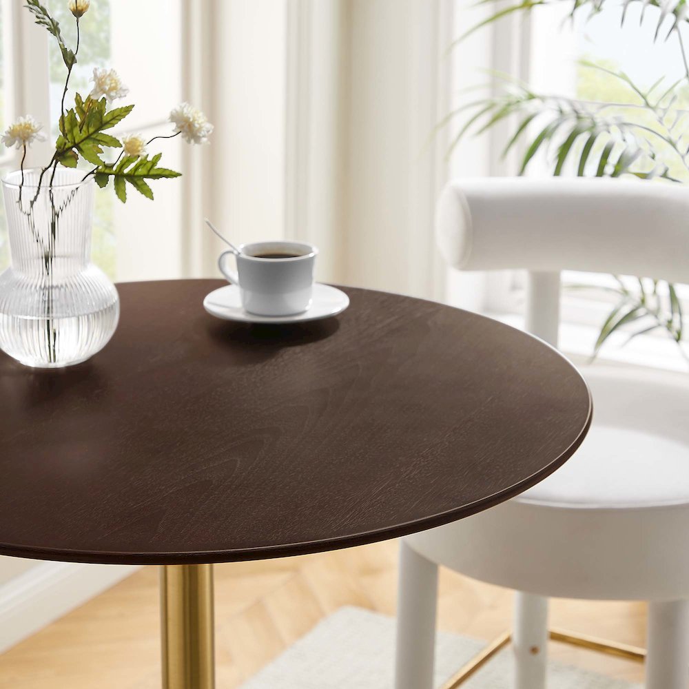 Lippa 28" Round Cherry Walnut Wood Bar Table