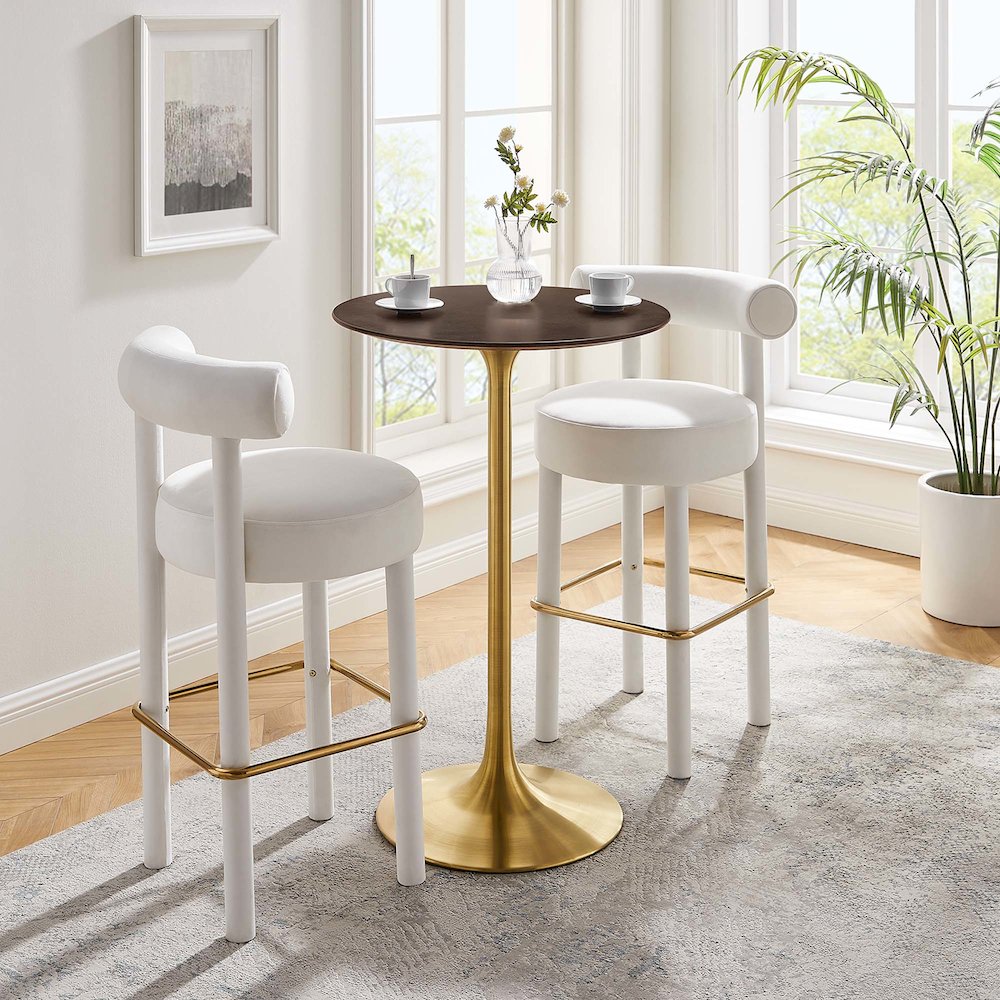 Lippa 28" Round Cherry Walnut Wood Bar Table