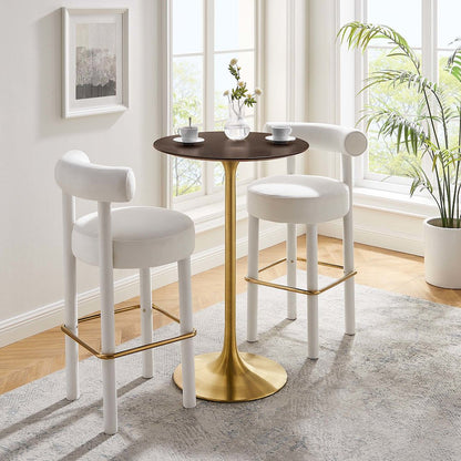 Lippa 28" Round Cherry Walnut Wood Bar Table