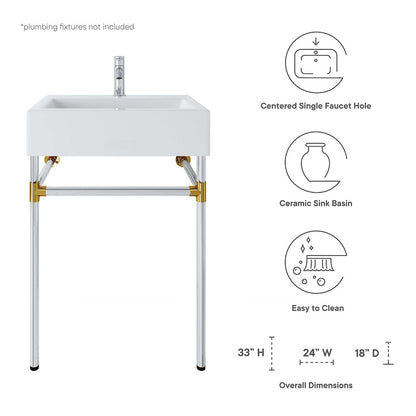 Redeem 24" Silver Stainless Steel Wall-Mount Bathroom Vanity
