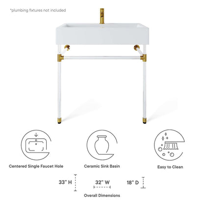 Redeem 32" Acrylic Wall-Mount Bathroom Vanity