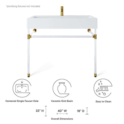 Redeem 40" Acrylic Wall-Mount Bathroom Vanity