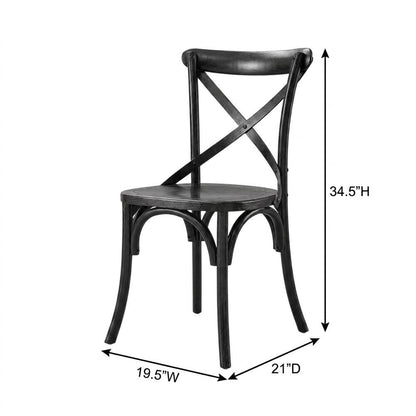 Solid Wood Dining Side Chair with Cushioned Seat for Dining Room, Black