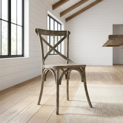 Solid Wood Dining Side Chair with Cushioned Seat for Dining Room, Gray