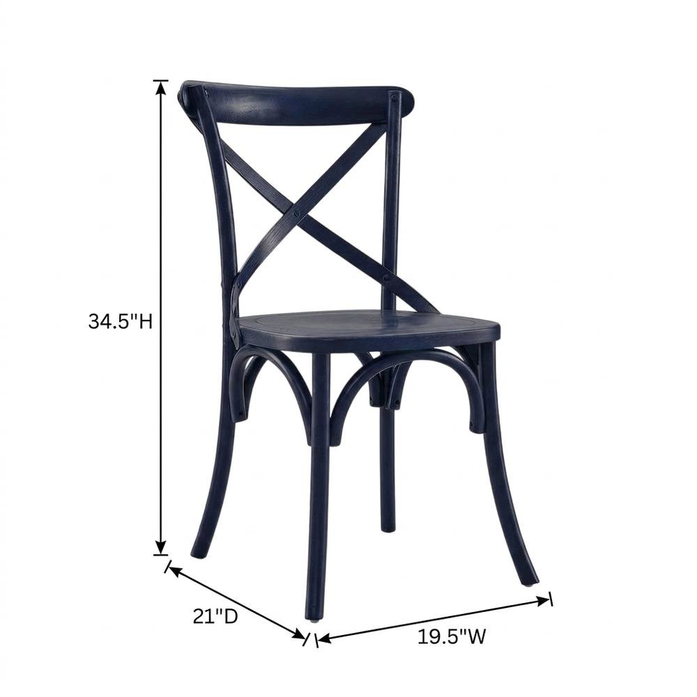 Solid Wood Dining Side Chair with Cushioned Seat for Dining Room, Midnight Blue