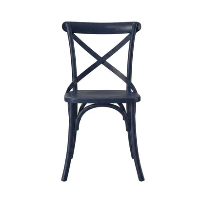 Solid Wood Dining Side Chair with Cushioned Seat for Dining Room, Midnight Blue
