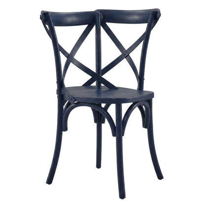 Solid Wood Dining Side Chair with Cushioned Seat for Dining Room, Midnight Blue