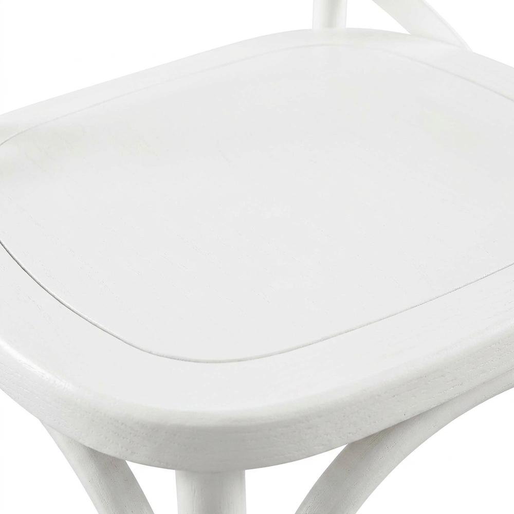 Solid Wood Dining Side Chair with Cushioned Seat for Dining Room, White