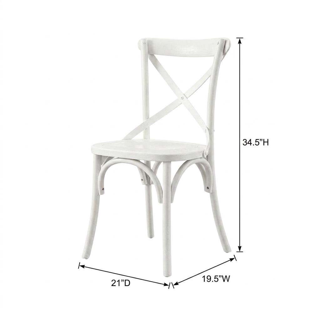 Solid Wood Dining Side Chair with Cushioned Seat for Dining Room, White