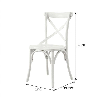 Solid Wood Dining Side Chair with Cushioned Seat for Dining Room, White