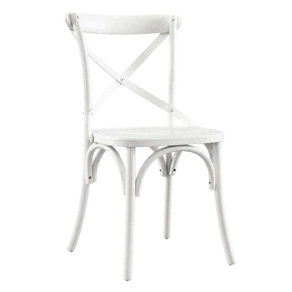Solid Wood Dining Side Chair with Cushioned Seat for Dining Room, White