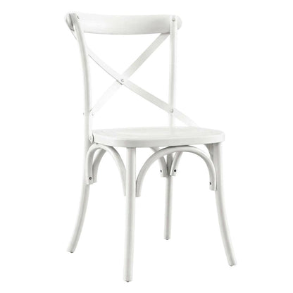 Solid Wood Dining Side Chair with Cushioned Seat for Dining Room, White
