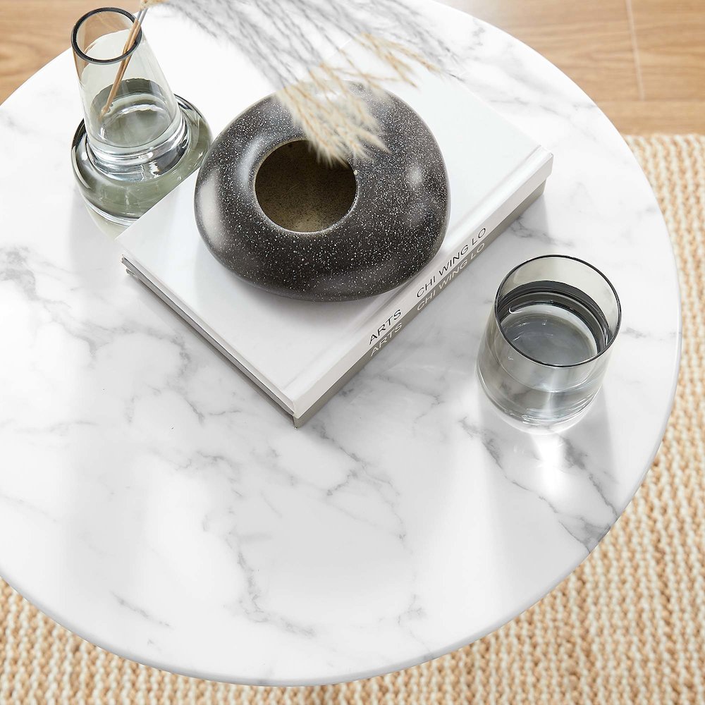 Lippa 20" Round Faux Marble Side Table