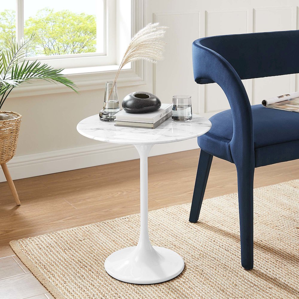 Lippa 20" Round Faux Marble Side Table